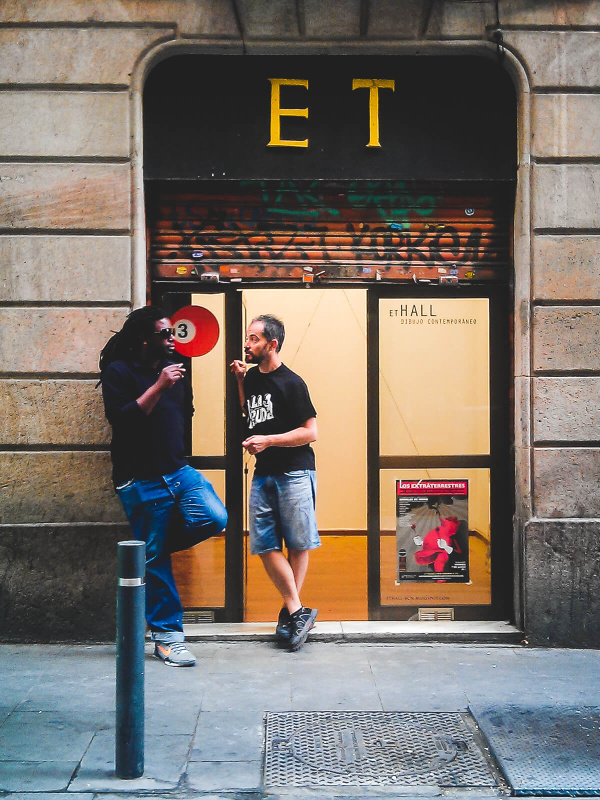 Barcelona, ET Hall, People talking, dibujo contemporaneo