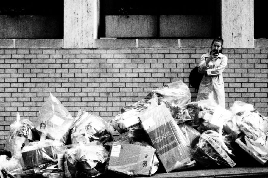 Sidewalk Trash, Olympus Tough Grainy Film Street Photography