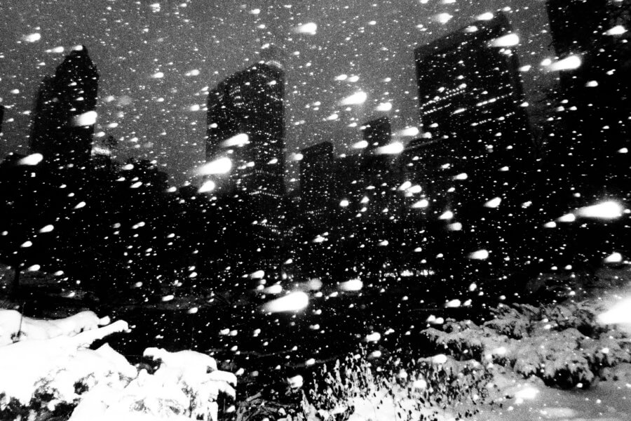 Black and White Street Photography during a Snowshower in New York City