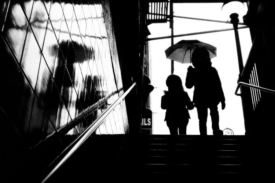 Black and White Street Photography during a Snowshower in New York City