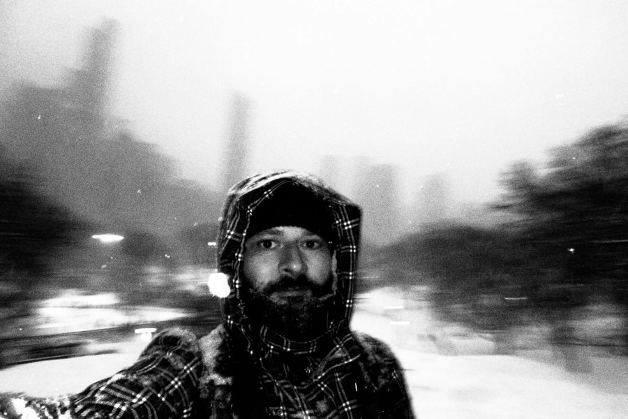 Black and White Street Photography during a Snowshower in New York City