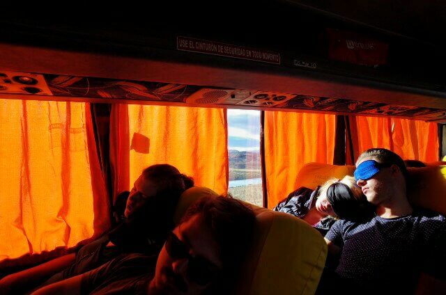 Sleeping in the Bus from El Calafate to El Chalten