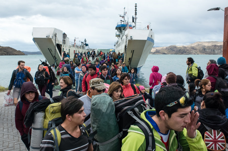 Chile Chico Puerto Ibanez Ferry People Unloading